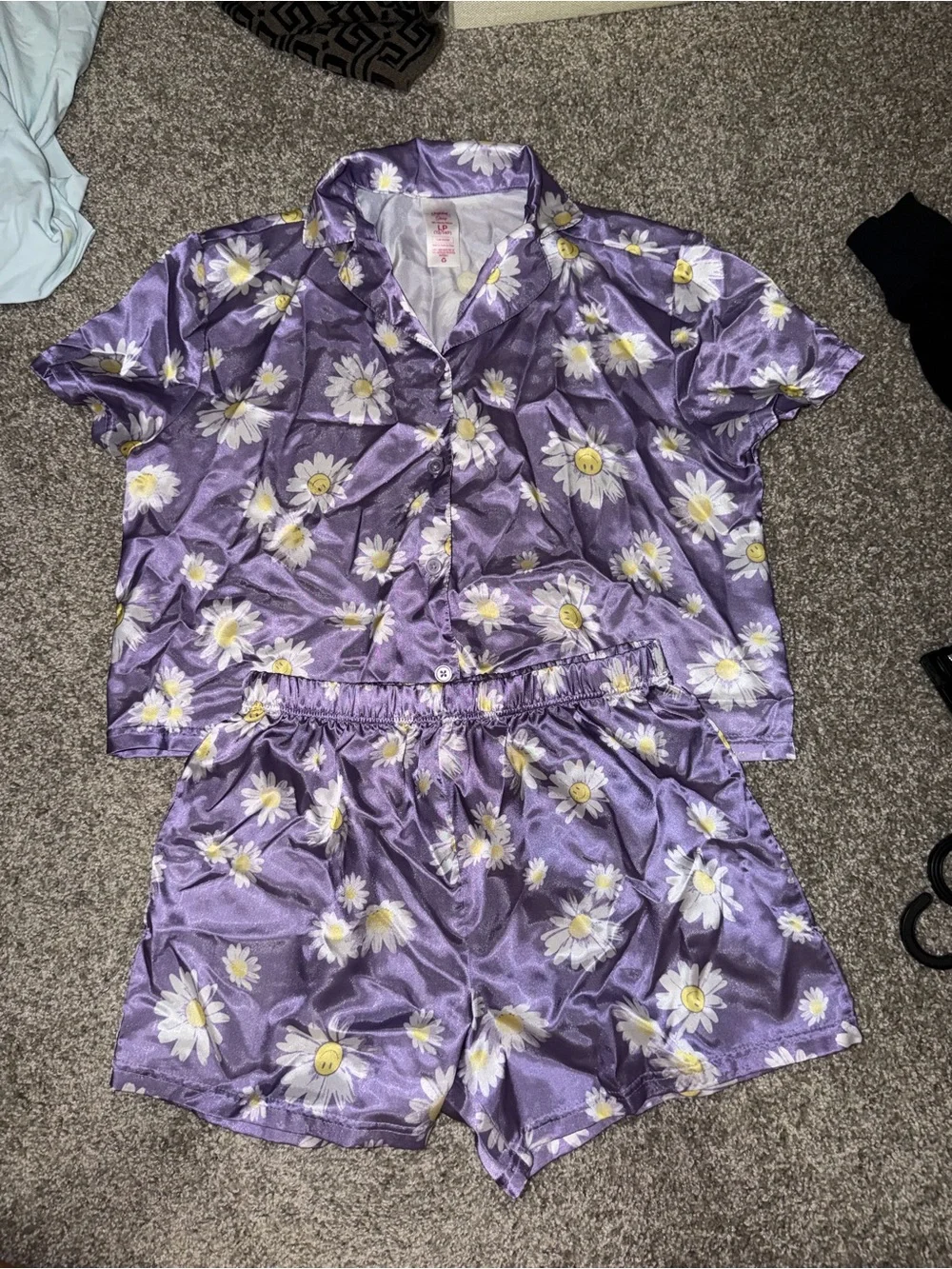 Justice Lavender Daisy Satin Sleep Set
